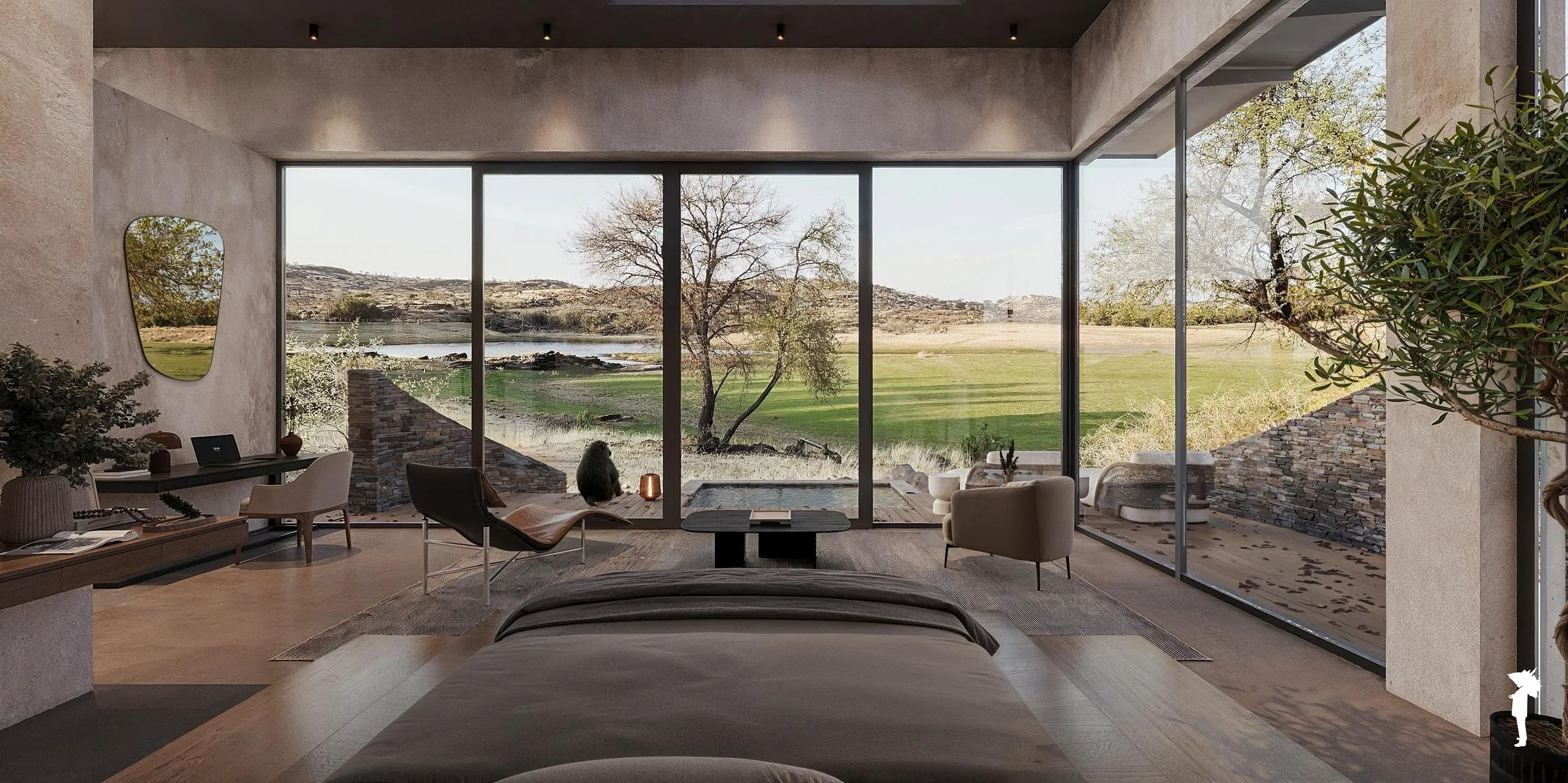 Ruben’s Villa bedroom opening onto the landscape